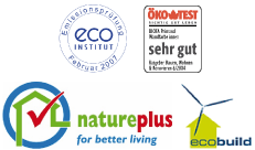 Labels : Vibe, eco-institut, ôko test, nature-plus, eco build